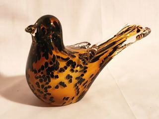 Murano Style Art Glass Bird Figurine/paperweight Yellow/orange
