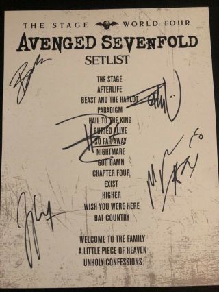 Rare Autgraphed Avenged Sevenfold Set List
