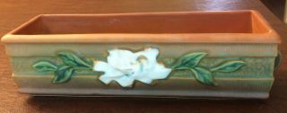 Vintage Roseville Art Pottery Brown Gardenia Window Box Planter Model 668 - 8 6