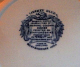 Set of 4 LIBERTY BLUE Staffordshire Independence Hall DINNER PLATES - England 5