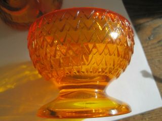 Viking Glass ORANGE Owl GLIMMER Fairy Lamp MidCentury 2 PC CandleHOLDER - DEFECTS 3