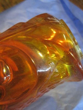 Viking Glass ORANGE Owl GLIMMER Fairy Lamp MidCentury 2 PC CandleHOLDER - DEFECTS 7