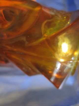 Viking Glass ORANGE Owl GLIMMER Fairy Lamp MidCentury 2 PC CandleHOLDER - DEFECTS 8