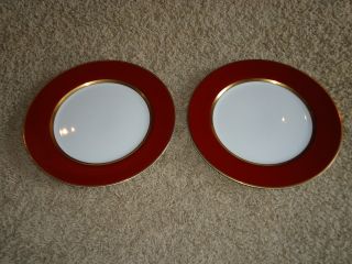 2 - Fitz & Floyd Renaissance Cinnabar Dinner Plates,  10 3/8 Inch