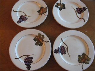 Set Of 4 Tabletops Unlimited Villa Grande Handpainted Dinner Plates