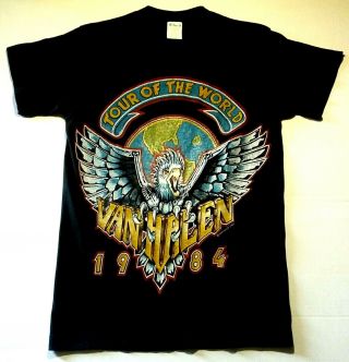 Vintage Van Halen 1984 World Tour T - Shirt Mens Small Made By Ched