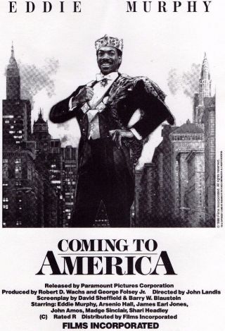 Movie Proof Coming To America 1988 8.  5x11 " Mini B/w Poster Eddie Murphy