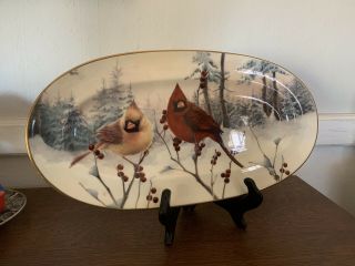 Lenox Platter " Winter Greetings Scenic " - With Cardinals