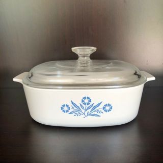 Vintage Corning Ware,  A - 2 - B,  2 Qt Cornflower 8.  5” Square Baking Dish With Lid