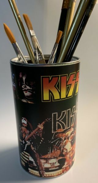Kiss “can” Pencil Holder 3”x 5.  5” Corrugated Wrapped In Killer Graphics