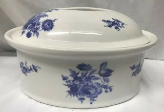 Vintage Pillivuyt For Hoan Baking Dish White Porcelain With Blue Flowers France