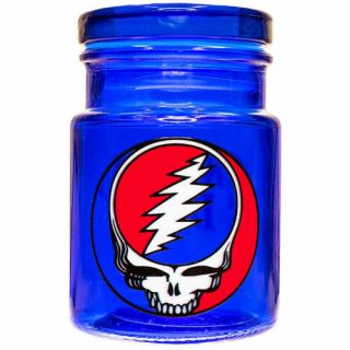 Grateful Dead Steal Your Face Apothecary Jar Blue Glass Ships