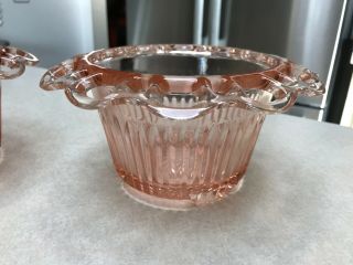 Vintage Pink Depression Glass Lace Edge Bowl Anchor Hocking Old Colony Open