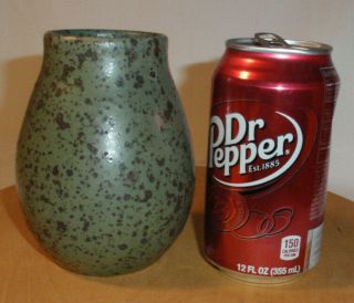 Vintage D X Gordy Georgia U S A Speckled Green Pottery Vase Signed