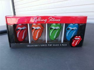 Rolling Stones Collector Series Glasses 4 Pack In The Box Tongue & Hot Lips