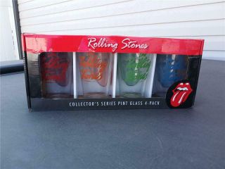 ROLLING STONES COLLECTOR SERIES GLASSES 4 PACK IN THE BOX TONGUE & HOT LIPS 2