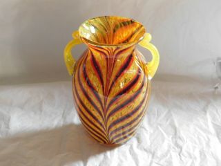 Mid Century Modern Blown Art Glass Vase Swirled Handcrafted Mod Heavy Unknown
