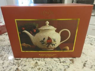 Lenox China Winter Greetings Carved Teapot Cardinal Unopend