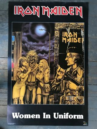 Iron Maiden Vintage Poster 1980 " Women In Uniform " Funky Enterprises 22.  5 X 34.  5