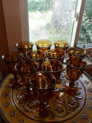 11 Vintage Imperial Glass Amber " Old Williamsburg " 6.  5 - Inch Goblets Glasses