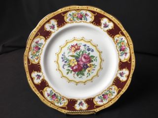 Vintage Royal Albert Lady Hamilton 10&1/4 " Dinner Plate Maroon & Floral Rim
