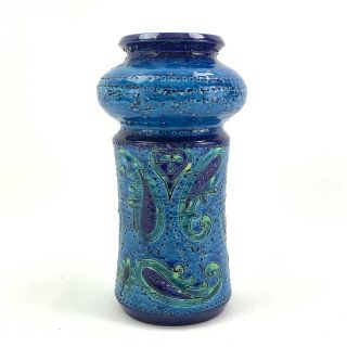 Aldo Londi Bitossi Rosenthal Netter Italy Pottery Vase Rimini Blue Vtg Mcm 8”
