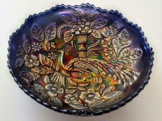 Fenton Peacock & Urm Carnival Art Glass 8 Inch Iridescent Bowl 3