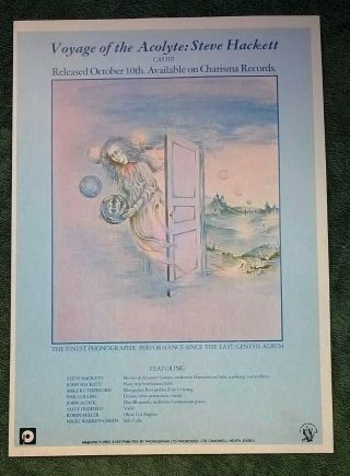 Steve Hackett Voyage Of The Acolyte 1975 Prom.  Advert Poster - Genesis