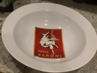 Pottery Barn Vintage Posters Serving Bowl Pasta Pates Baroni Large 13 3/4 "