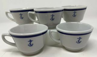 Shenango China Us Navy Wardroom Officer Fouled Anchor 5 Coffee Cups