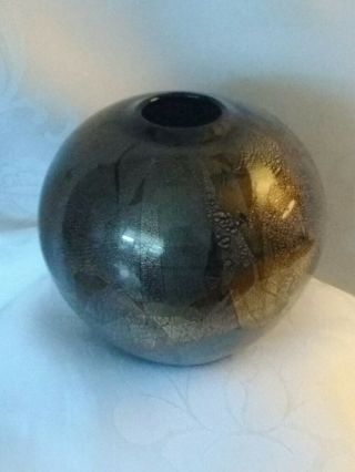 Isle Of Wight Glass Black Azurine Globe Vase