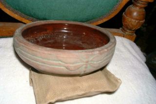 Peters And Reed Pottery Moss Aztec Brown And Green Dragonfly Dish
