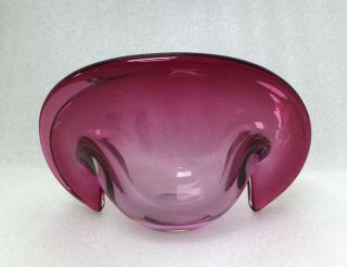 Murano Sommerso Seguso Purple Art Glass Clam Shell Bowl Vase