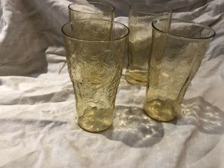 Federal Madrid 5 1/2 " Amber Tumbler Depression Glass Rounded Bottoms Set Of 4