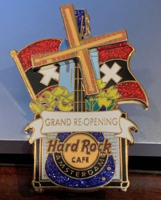 Hard Rock Cafe Amsterdam Grand Opening Pin 2014 Re - Opening Windmill Spins
