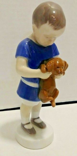 Vintage Bing And Grondahl (b&g) Figurine 1747 Boy With Dog,  Royal Coppenhagen