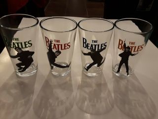 The Beatles 16oz Drinking Glasses Set Of Four Beer Bar Pub Kool - Aid John Lennon
