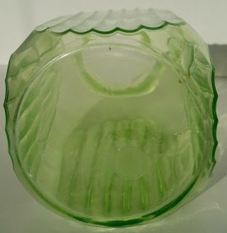 Green depression era glass Anchor Hocking Hoosier Jar.  Glows in UV Light 7