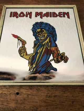Vintage 1980 ' s Iron Maiden Killers Carnival Mirror 5.  5” Small 3