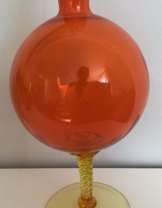 Stunning Large Unusual Orange & Yellow glass Bubble Shaped Decanter & Stopper 7