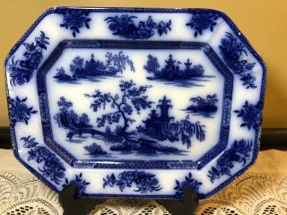 Antique Wedgwood Chapoo Flow Blue 12 1/2” Platter