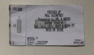 Paul Mccartney @ Dodger Stadium Los Angeles 7/13/19 Ticket Stub Freshen Up Tour
