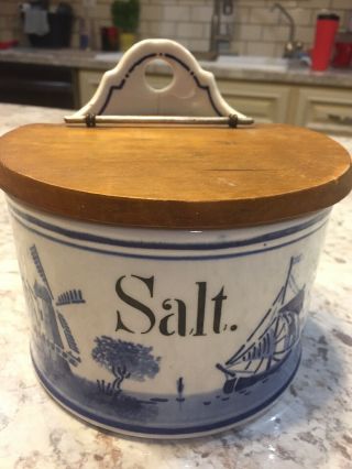 Vintage Blue Delft Salt Box
