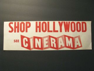 Vintage Large Shop Hollywood See Cinerama Film Promotional Sticker
