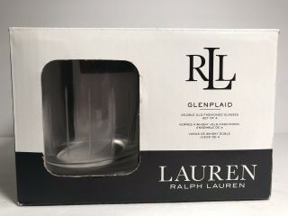 Set Of 4 Ralph Lauren Glen Plaid Double Old Fashioned Glasses -