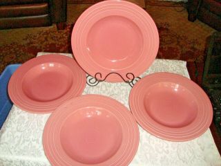 4 Retired Fiesta Rose Pink 12 " Individual Pasta Bowls Homer Laughlin Fiestaware