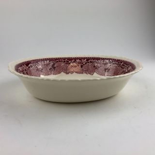 Antique Mason ' s Ironstone Pink Red Oval Serving Bowl England Mark - Pre 1921 2
