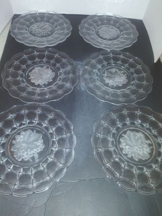 Vintage Glass Cake Plates Set Of 6 Leaf Grapes