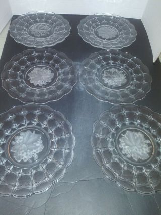 Vintage Glass Cake Plates Set Of 6 Leaf Grapes 2