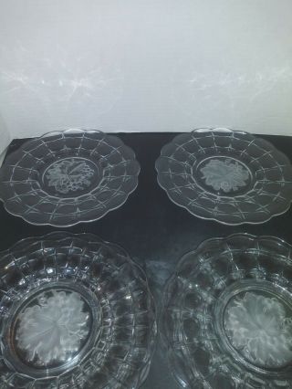 Vintage Glass Cake Plates Set Of 6 Leaf Grapes 5